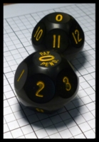 Dice : Dice - 14D - Black with Yellow Numerals 2 zeros - Ebay June 2014